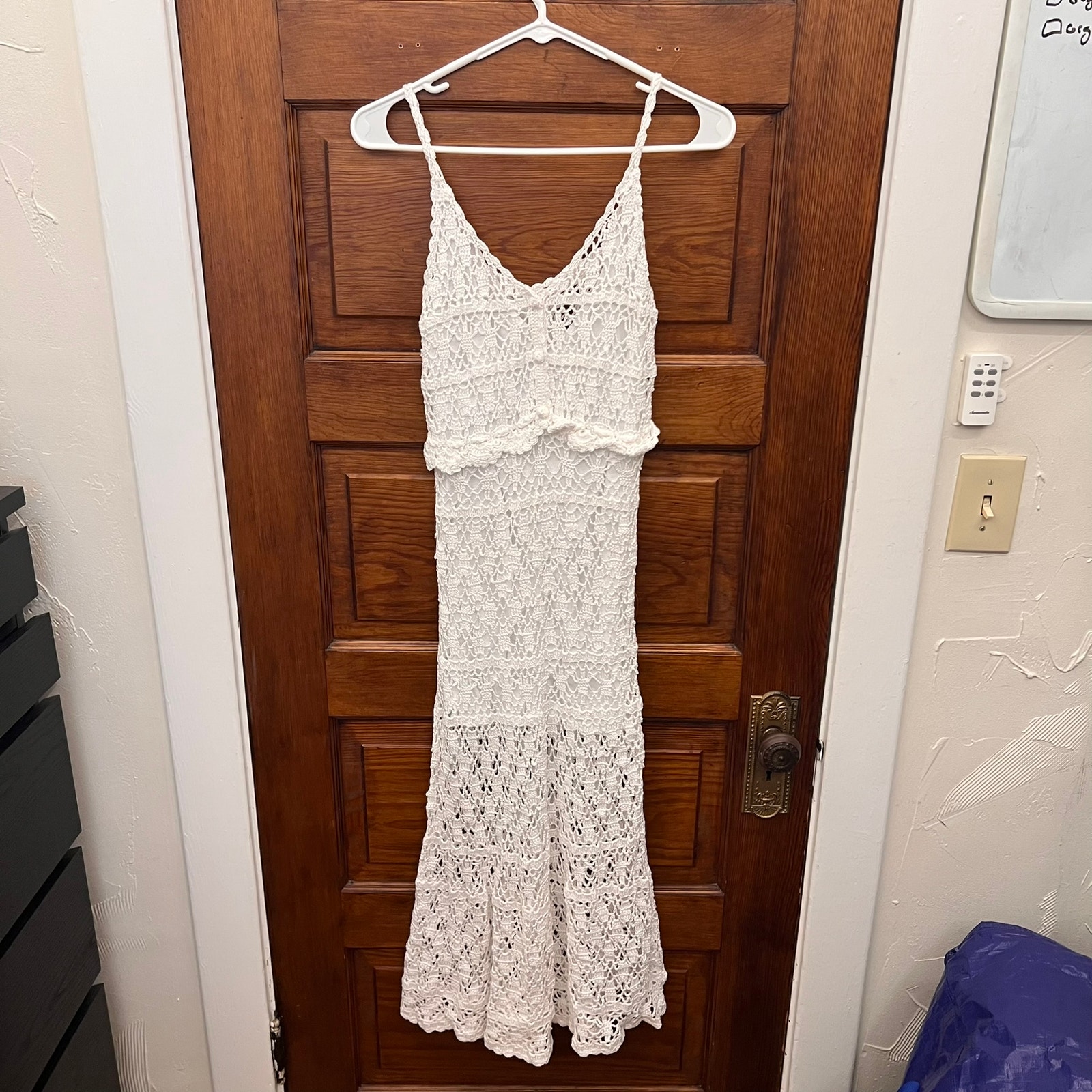Anna Kosturova Crochet Bianca Slip Dress Sz S Nwot's $365 Handmade